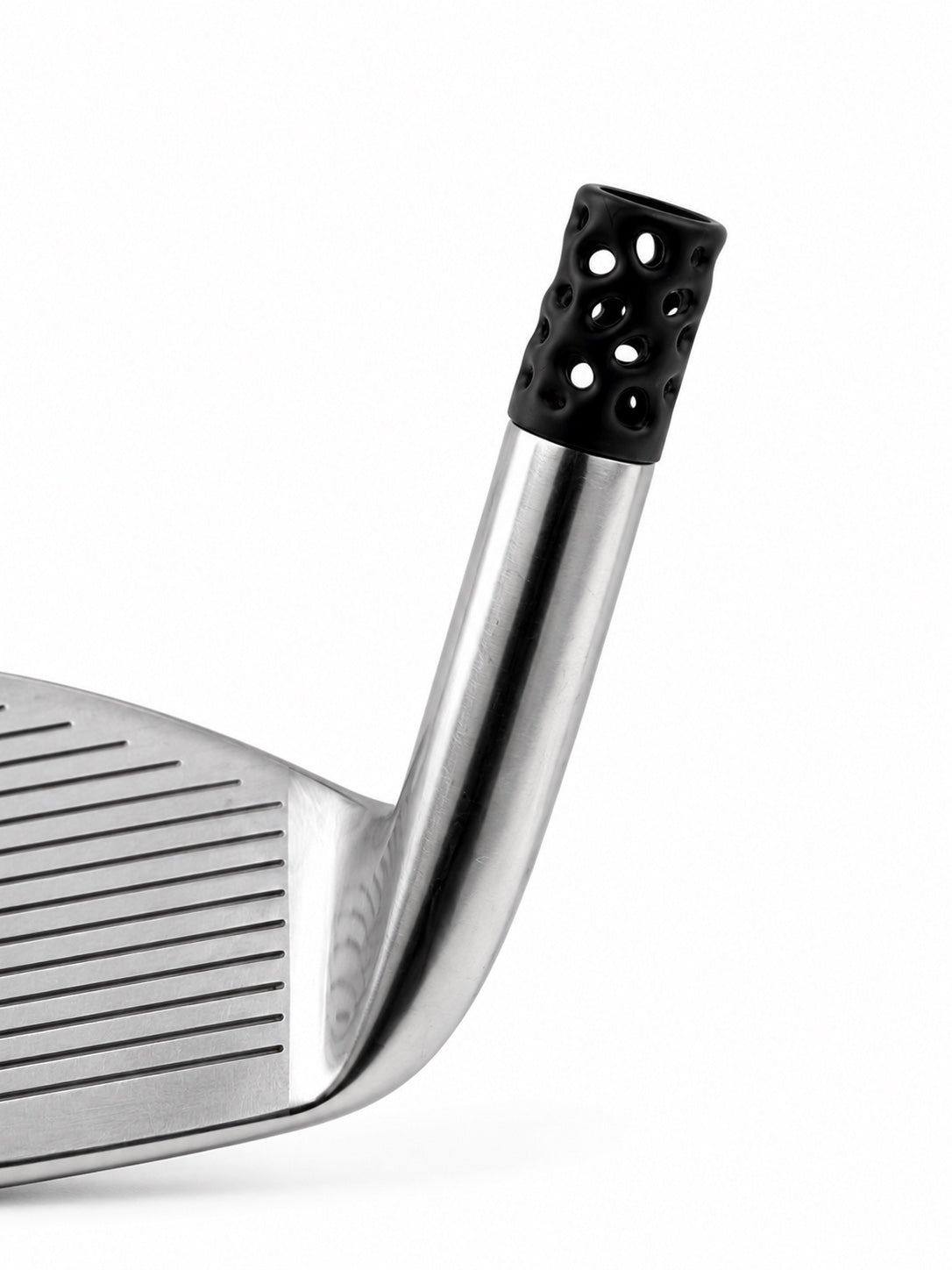 Null Golf black Voronoi ferrule installed on golf iron shaft